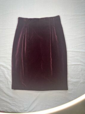 Saks Fifth Avenue Burgundy Velvet Mini Skirt